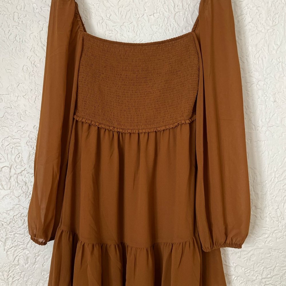 Wilfred Tempest Chiffon Mini Dress - Rich Brown - Size M